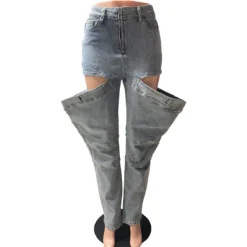 Fashionable Women's Clothing Stretch Casual Hollow Denim Pants -Women Fashion Shop b0cb70415ff3b2fa