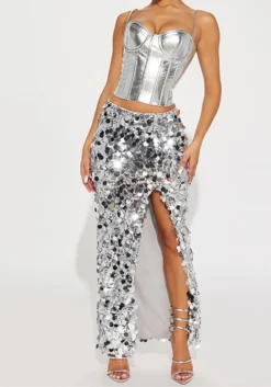 Sexy Women's Slit Sequined Long Skirt -Women Fashion Shop b24d1f6d26930c3f