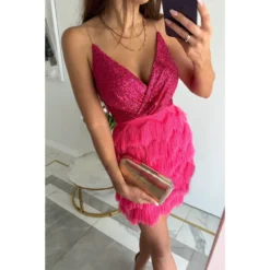 Women Party Sequin V Neck Sleeveless Sexy Dress -Women Fashion Shop b2cf18014433d87d