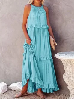 Summer Holidays Ruffle Long Dress Swing Elegant Beach Dress Women 23 Summer Holidays Ruffle Long Dress Swing Elegant Beach Dress Women -Women Fashion Shop b379a7bf1120a795