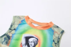 Summer Women's Round Neck Sleeveless Contrasting Color Printing Slim Fit Crop Vest For Women -Women Fashion Shop b458bc68108d2ea3