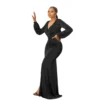 Women Casual Long Sleeve Solid V-Neck - Long Dress -Women Fashion Shop b4a90438d9c36993