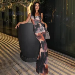 Women's Summer Chic Elegant Print Slim High Waist Fishtail Long Dress -Women Fashion Shop b502f97bc18419c4