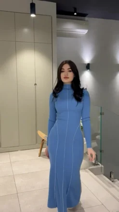 Spring Women's Slim Waist Slim Fit Bodycon Long Dress -Women Fashion Shop b5b39f14f78fd3fd