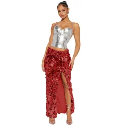 Sexy Women's Slit Sequined Long Skirt -Women Fashion Shop b5fa013c8bd16165