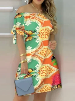 Summer Butterfly Contrast Off Shoulder Short Sleeve Casual Midi Dress 6 Summer Butterfly Contrast Off Shoulder Short Sleeve Casual Midi Dress -Women Fashion Shop b6500cfd40d9467d