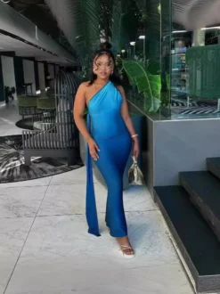 Women's Summer Sleeveless Slash Shoulder Gradient Color Sexy Slim Long Dress -Women Fashion Shop b90d93c334df8424