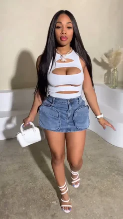 Women Spring/Summer Pocket Stretch Denim Skirts -Women Fashion Shop b940856723d9456e