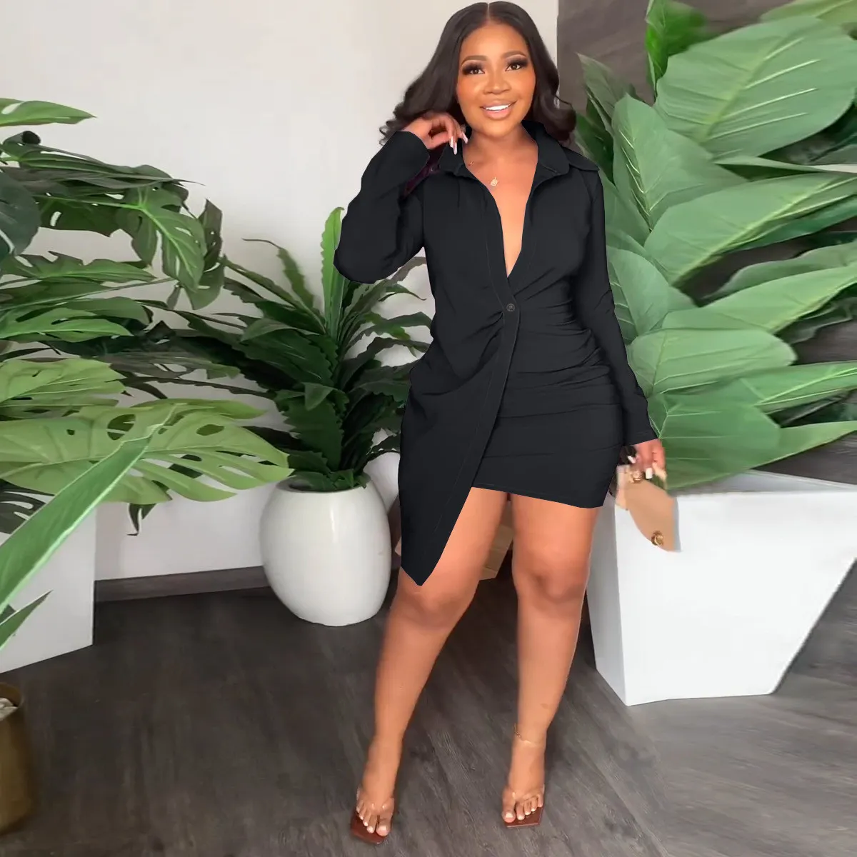 Women'S Spring Summer Irregular Long Sleeve Shirt Dress 10 Women'S Spring Summer Irregular Long Sleeve Shirt Dress - Image 8