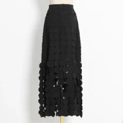 Autumn Fashion Chic Hollow Polka Dot Slim Fit Fringe Skirt -Women Fashion Shop bab00853a278fef3