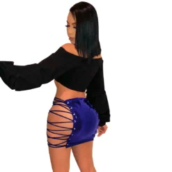 Women's Clothes Lace-Up Pu Short Nightclub Clothes -Women Fashion Shop bb2c6ec94a57d5c0