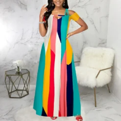 Sexy Fashion Digital Print Off Shoulder Strapless Maxi Dress -Women Fashion Shop bbac1c6084ca11fb