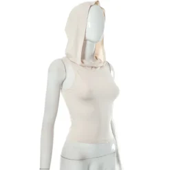 Women's Summer Solid Color Casual Sleeveless Hooded Cutout Slim Fit Sports Tank Top -Women Fashion Shop bc29f069136d3b6d