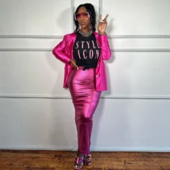 Summer Women Sexy Hidden Zipper Slit Bodycon Skirt