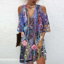 Summer V-neck Positioning Flower Mesh Short-sleeved Dress 19 Summer V-neck Positioning Flower Mesh Short-sleeved Dress -Women Fashion Shop bd396bcfa932f06a