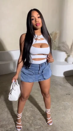 Women Spring/Summer Pocket Stretch Denim Skirts -Women Fashion Shop bd6475f6dd8a62cd