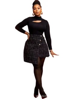 Women's Autumn And Winter High Waist Button Irregular A-Line Short Skirt -Women Fashion Shop bd72cafa92bbc262