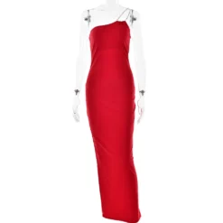 Women's Rhinestone Strap Dress Sexy Chic Low Back Slash Shoulder Maxi Dress -Women Fashion Shop be7993bed0fc8b85