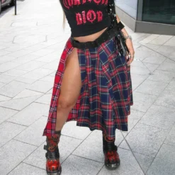 Patchwork Contrast Plaid Women's Skirt -Women Fashion Shop be9304af6c67bbb4