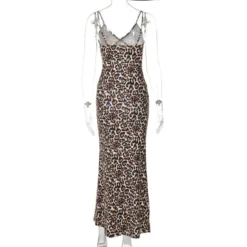 Women Summer Sexy V-neck Leopard Print Backless Strap Dress -Women Fashion Shop bf23ec6b247ff8fb