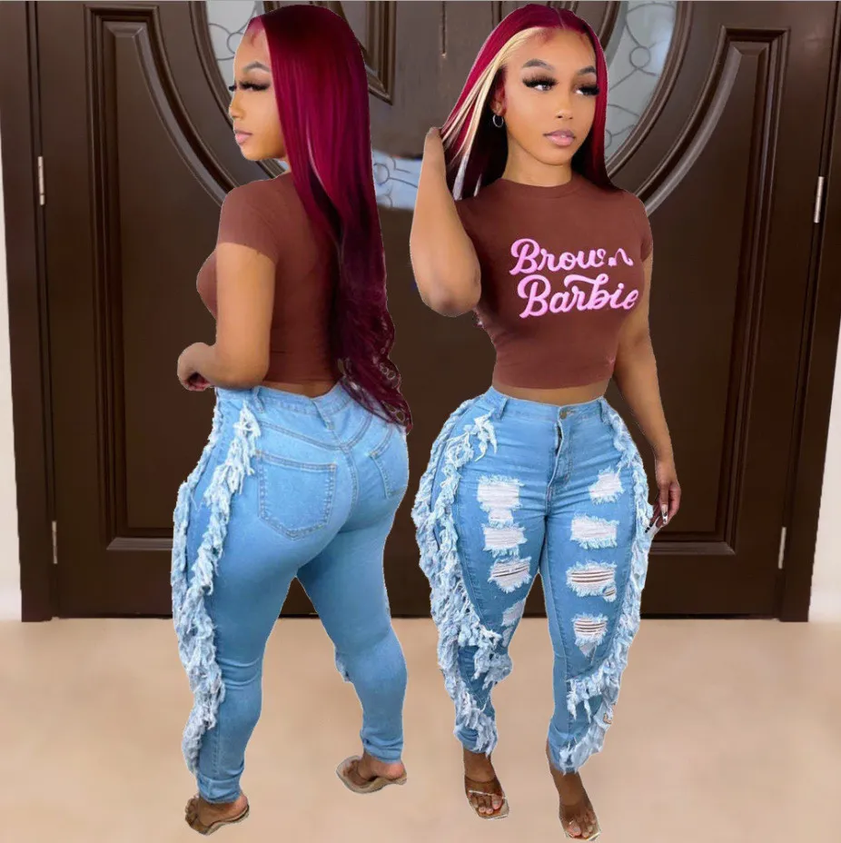 Women's Ripped Fashion Fringe Sexy Slim Skinny Jeans 5 Women's Ripped Fashion Fringe Sexy Slim Skinny Jeans - Image 4