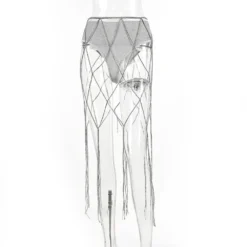 Sexy Rhinestone Chain Tassel High Waist Skirt Panty Women's Nightclub Party Two Piece Set -Women Fashion Shop c037dbafe02d49f7