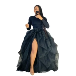 High Waist Elastic Casual Mesh Puffed Women's Skirt Tutu Lady Tulle Skirt -Women Fashion Shop c20b4bcfb8c748d1