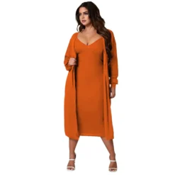 Women's Fall Ribbed V-Neck Long Sleeve Solid Casual Two Piece Dress Suit 28 Women's Fall Ribbed V-Neck Long Sleeve Solid Casual Two Piece Dress Suit -Women Fashion Shop c217937663a44bd6