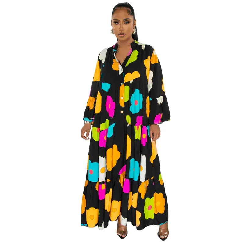 Women Floral Print Loose Long Dress 10 Women Floral Print Loose Long Dress - Image 8