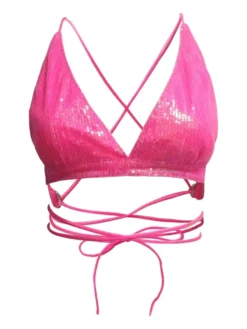 Women Summer Sexy Hot Backless Lace-Up Sequin Bikini Top -Women Fashion Shop c2efeb4661e3895a