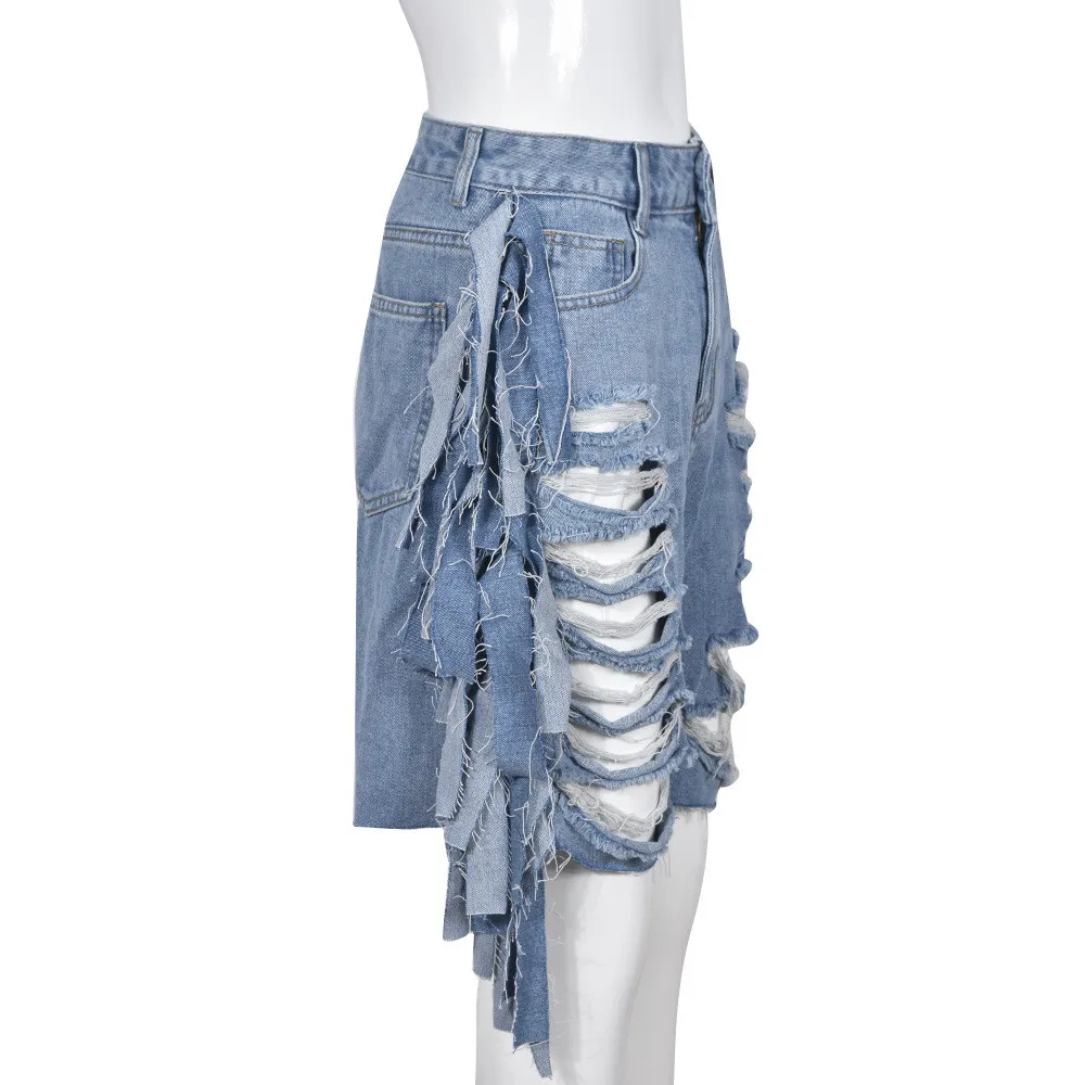 Summer Women's High Waist Ripped Wash Style Hole Tassel Short Shorts 13 Summer Women's High Waist Ripped Wash Style Hole Tassel Short Shorts - Image 11