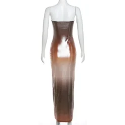 Autumn Women's Sexy Strapless Low Back Gradient Color Slim Long Dress -Women Fashion Shop c5bb64fe15f43a9a