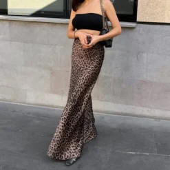 Women Leopard Print Satin Fishtail Skirt -Women Fashion Shop c636a7a9d7f892e4