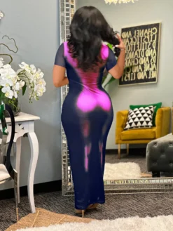 Women's Positioning Print Sexy Short Sleeve Dress -Women Fashion Shop c729db013ebc8019