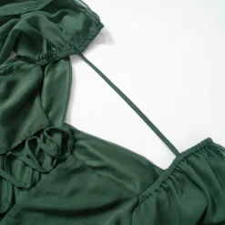 Women Summer Solid Casual Mesh Long Sleeve Lace-Up Backless Mini Dress -Women Fashion Shop c7a8565c61422e1e