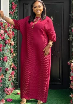 Plus Size Women Pleated Loose Maxi Dress -Women Fashion Shop c7ddc5498d93e0a4