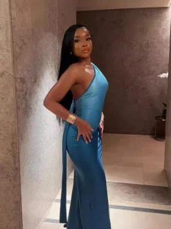 Women's Summer Sleeveless Slash Shoulder Gradient Color Sexy Slim Long Dress -Women Fashion Shop c9105764f2788b2c