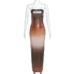 Autumn Women's Sexy Strapless Low Back Gradient Color Slim Long Dress -Women Fashion Shop caa69e175670fe0e