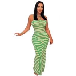 Women Ribbed Print Maxi Dress -Women Fashion Shop caf4c1ddb360053d
