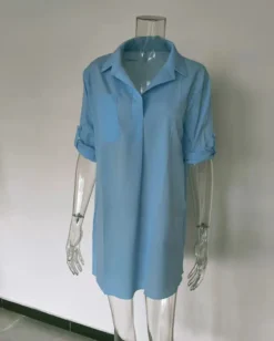 Spring And Summer Women'S Deep V-Neck Chiffon Shirt Sunscreen Shirt Dress -Women Fashion Shop cb4c7484fd10c0c5