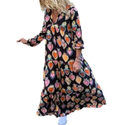 Plus Size Loose Fashion Print Plus Size Women's Autumn And Winter Dress -Women Fashion Shop cb6f42a17457ec3e