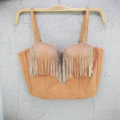 Trendy Diamond Tassel Chain Slim Low Back Camisole Short Slim Fit Top -Women Fashion Shop cb8247656560f6f7