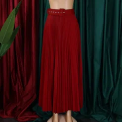 Women High Waist Pleated Belted Skirt 33 Women High Waist Pleated Belted Skirt -Women Fashion Shop cbad7655cc187cb6