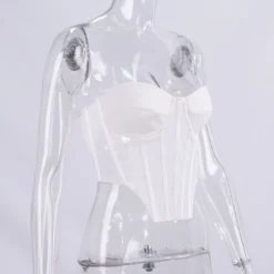 Women Sexy Mesh Fishbone Strapless Crop Top -Women Fashion Shop cbd7e69ec2e9ec0b