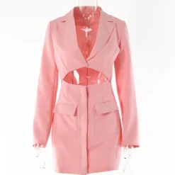 Dress Women'S Solid Long Sleeve Cutout Turndown Collar Long Sleeve Blazer Dress -Women Fashion Shop cc182b1eee22571a