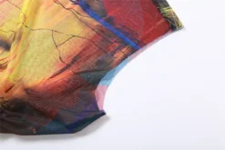 Spring Women's Fashion Print Mesh Hollow Round Neck High Waist Slim Dress -Women Fashion Shop cc253bfac555f1cb