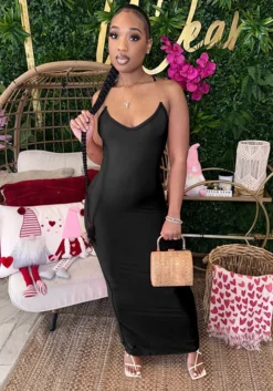 Women's Summer Kardashian Invisible Transparent Suspender Solid Color Long Dress -Women Fashion Shop ccff8b45aef8096e