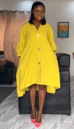 Women Solid Irregular Lantern Sleeve Dress -Women Fashion Shop cd4cb438a9c33098