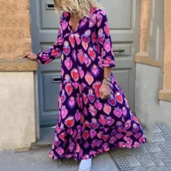Plus Size Loose Fashion Print Plus Size Women's Autumn And Winter Dress -Women Fashion Shop cd9aa99134513468