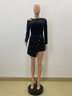 Women's Autumn And Winter High Waist Button Irregular A-Line Short Skirt -Women Fashion Shop cdaf4ad46a59e414